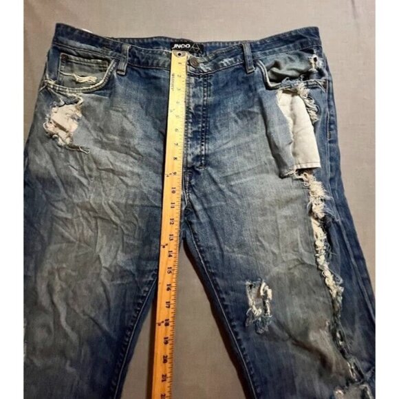 JNCO Jeans Mens 40 Blue‎ Denim Destroyed Belted Pocketed Men 40X31. - Picture 9 of 12